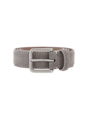 Vince 30mm Alex Stitched Suede Belt in Grey. Size 30. Also in 32, 34, 36, 38.