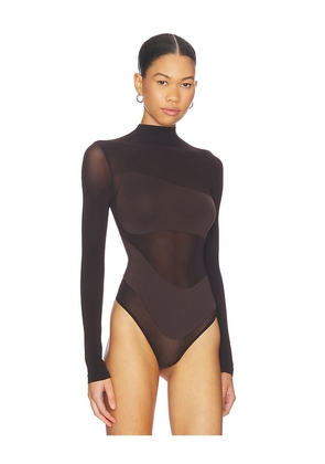 Wolford Shade String Bodysuit in Chocolate. Size L. Also in M, S, XS.