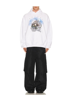 WE11DONE City Hoodie in White. Size M. Also in S, L, XL/1X.