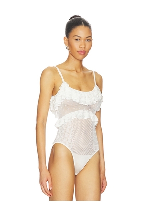 Ulla Johnson Bania Knit Bodysuit in Ivory. Size L. Also in XS, S, M, XL.