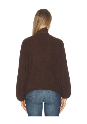 W. Cashmere Juniper Balloon-sleeve Open Cardigan in Chocolate. Size S. Also in XS, M, L.