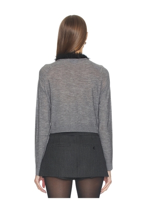 WE11DONE Feather Collar Cardigan in Grey. Size S. Also in M, L.