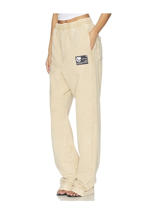 WE11DONE Teddy ID Jersey Pant in Beige. Size L. Also in XS, S, M.