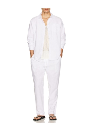 Vintage Summer Long Sleeve Linen Button Down Shirt in White. Size L. Also in M, S, XL/1X, XXL/2X.