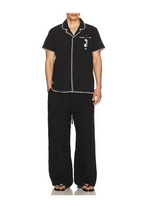 Vintage Summer Embroidered Camp Shirt in Black. Size L. Also in S, M, XXL/2X.