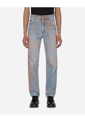 Spray Painted Vintage Denim Pants Blue