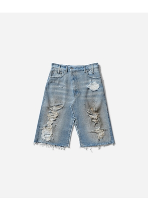 Women s Distressed Denim Skirt Blue