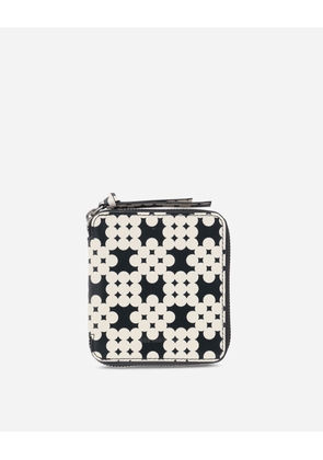 Printed Leather Zip Wallet Ecru