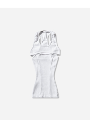 Women s Split Racerback Rib Tank Top White
