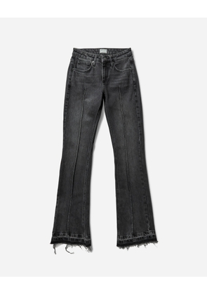 Women s Flare Denim Pants Used Sanded Black Wash