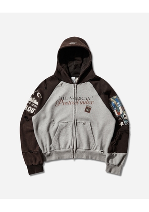 Tight Fit Reconstructed Zip Hoodie Black / Melange Grey