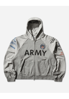 Reconstructed Zip Hoodie Melange Grey