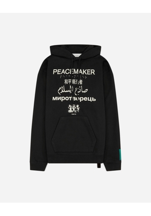 Men s Languages Print Loose Fit Hoodie Black