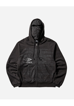Compact Masked Zip Hoodie Washed Black
