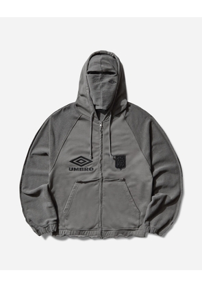 Royal Arms Zip Masked Hoodie Smock Grey
