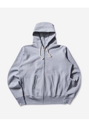 Men s Made in USA Reverse Weave Zipped Hoodie Oxford Gray