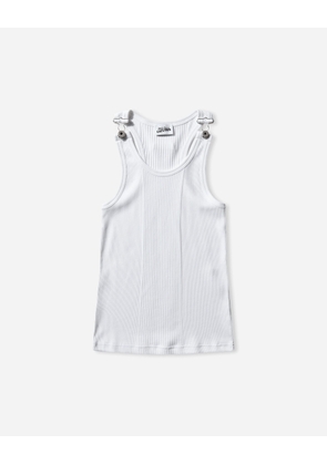 Women s Overall Buckles Ribbed Tank Top White