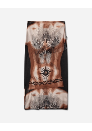 Women s Re-Edition Safe Sex Tattoo Long Skirt Black