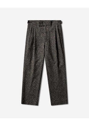 Men s Leopard Jacquard Side Tab Tucked Trousers Charcoal
