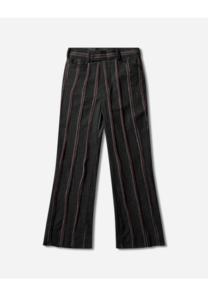 Men s Striped Tweed Boot-Cut Trousers Charcoal / Red