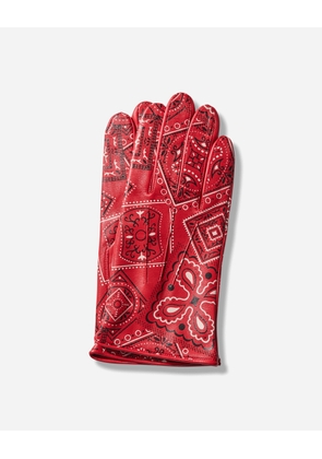 Leather Cookie Bandana Gloves Red