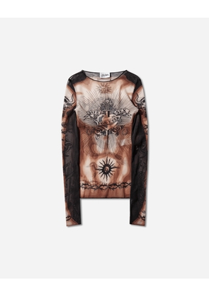 Women s Re-Edition Safe Sex Tattoo Longsleeve Top Black