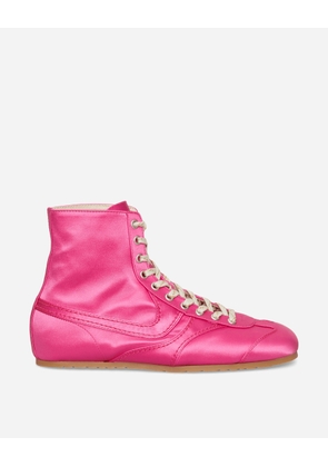 Satin High Top Sneakers Fuchsia