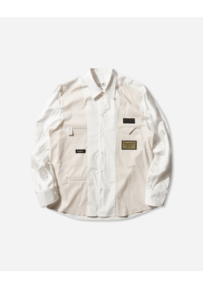 Men s Label Patch Poplin Shirt White