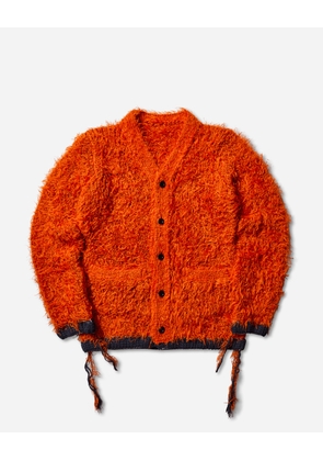 Men s Furry Knit Cardigan Orange