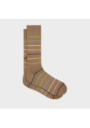 Paul Smith Brown Cotton-Blend Block 'Signature Stripe' Socks