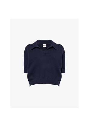 Womens Khaite Leni Collared Wool-Blend Top