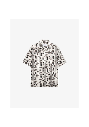 Mens Prada Abstract-Print Short-Sleeved Cotton-Blend Shirt