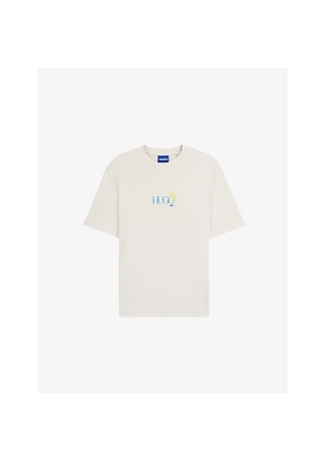 Mens Hugo Brand-Print Regular-Fit Cotton-Jersey T-Shirt