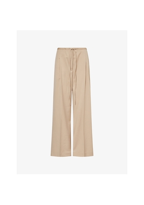 Womens Rohe Frames Wide-Leg Drawstring-Waistband Wool Trousers