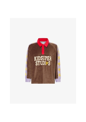 Mens Kidsuper Stars-Appliqué Velour Rugby Top