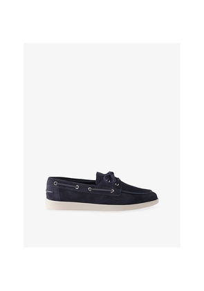 Mens Prada Lace-Up Suede Boat Shoes