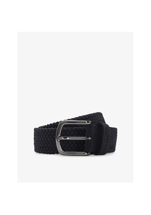 Mens Boss Woven-Design Suede Belt