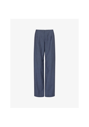 Womens Christopher Esber Straight-Leg Pinstripe Wool Trousers