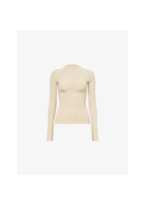Womens Rick Owens High-Neck Long Sleeve Stretch-Woven Top