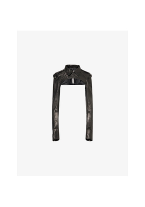 Womens Rick Owens Micro-Biker Cropped Leather Jacket