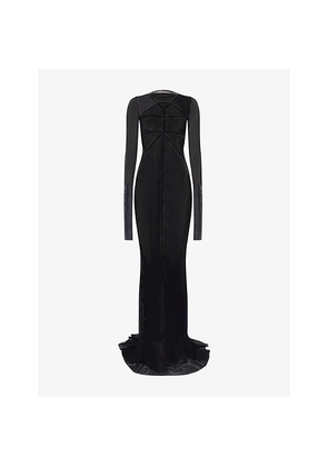 Womens Rick Owens Temple Long-Sleeve Mesh Gown