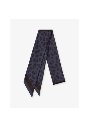 Womens Mulberry Leopard-Print Skinny Woven Scarf