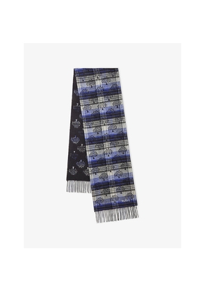 Womens Mulberry Heritage Check and Tree Wool Scarf