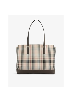 Womens Reselfridges Pre-Loved Burberry Check Canvas Tote Bag