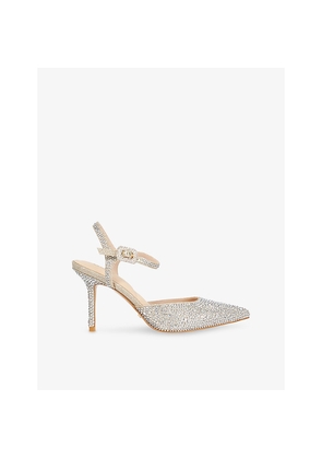 Womens Dune Confident Woven Heeled Sling-Back Courts