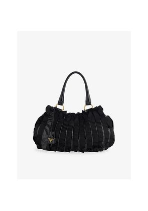 Womens Reselfridges Pre-Loved Prada Tessuto Patent Ruffle Tote Bag