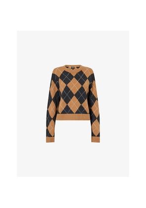 Womens Me And Em Argyle Relaxed-Fit Cashmere Jumper