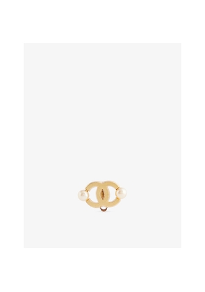 Womens Reselfridges Pre-Loved Chanel CC Gold-Plated Faux Pearl Clip-On Earrings