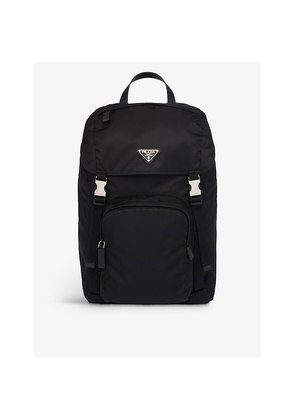 Womens Prada Re-Nylon Brand-Plaque Polyamide And Saffiano Leather  Backpack