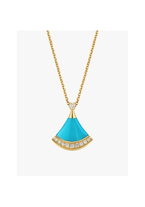 Bvlgari Divas' Dream 18ct Yellow Gold, 0.13ct Brilliant-Cut Diamond and Turquoise Pendant Necklace